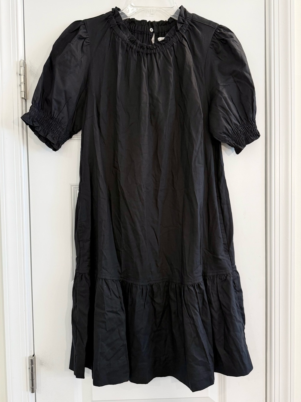 Black Tiered Puff Sleeve Mini Dress Women’s XS NWT Cottagecore Minimalist